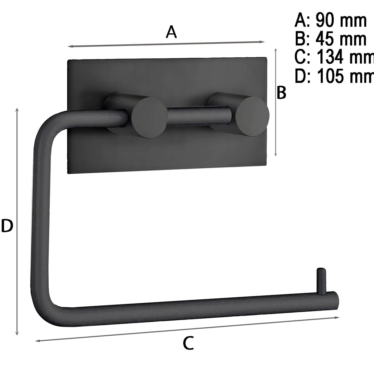 Toalettpapirholder Smedbo Selvklebende Kantet Svart Matt