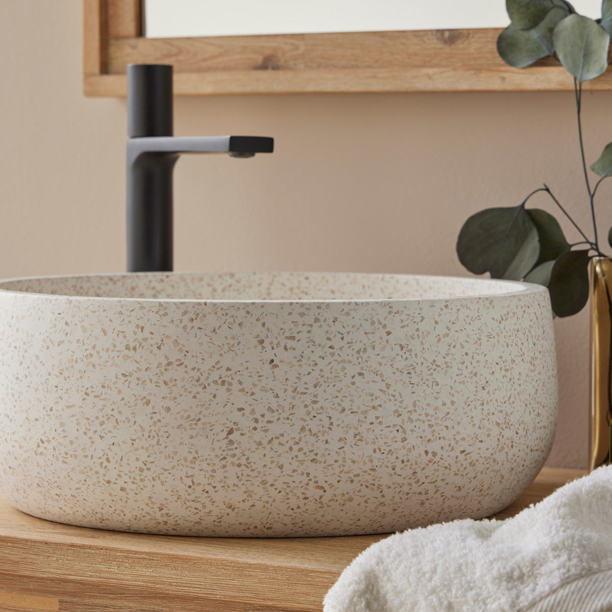 Tvättställ Terrazzo Vit 39x39x14 cm