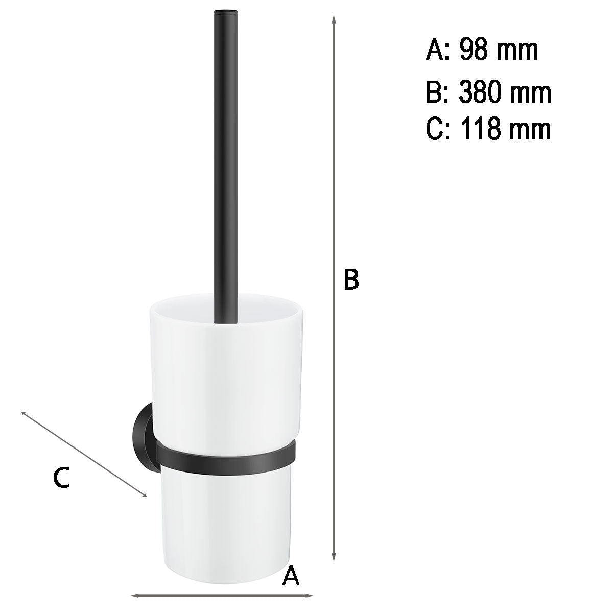 WC-Børste Smedbo Home, med behållare Svart Matt