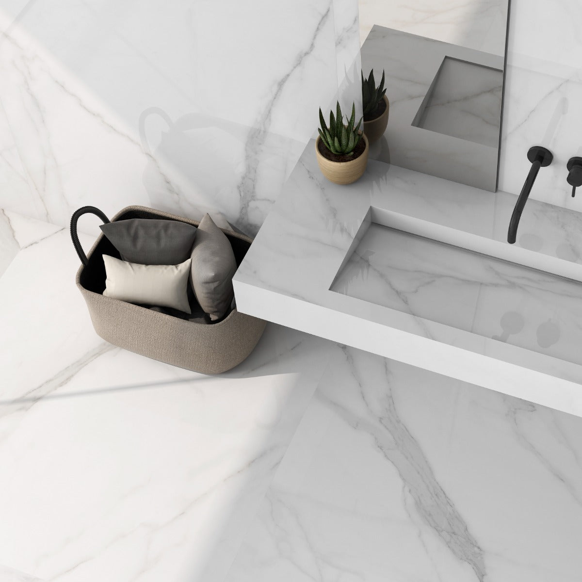 Klinker Tholos White Blank Marmor 120x120