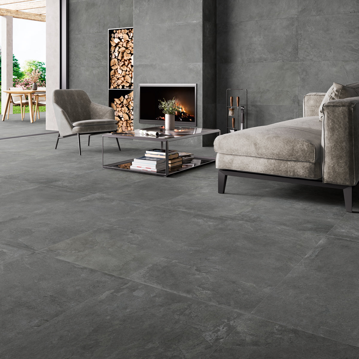 Klinker Merlot Skiffer Graphite Matt 60x60 – Kakelgiganten