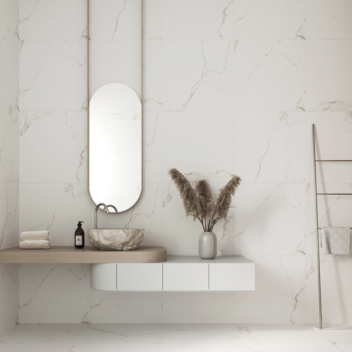 Klinker Carrara Marmor Matt 60x60