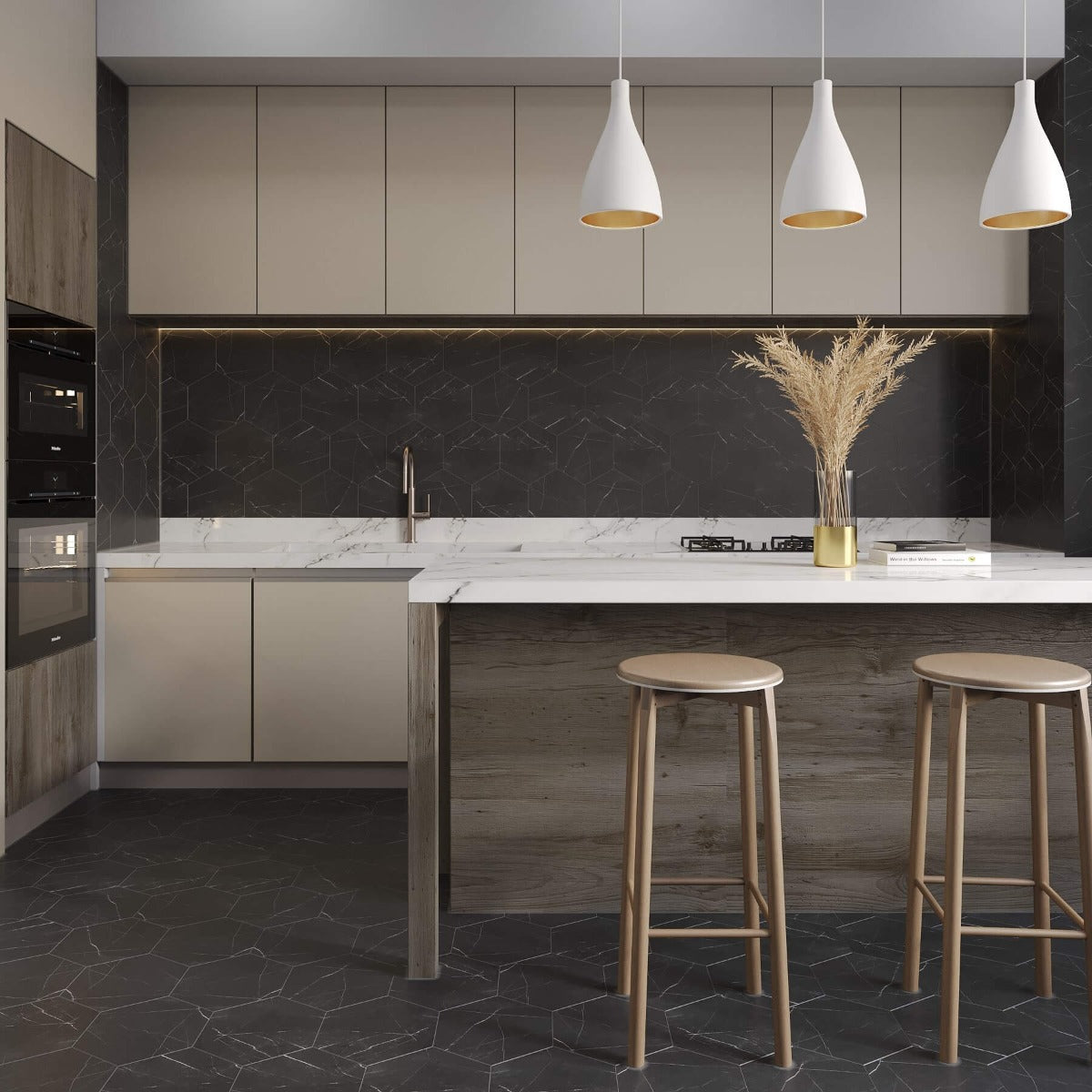 Klinker Hexagon Marquina Marmor 22,5x25,9