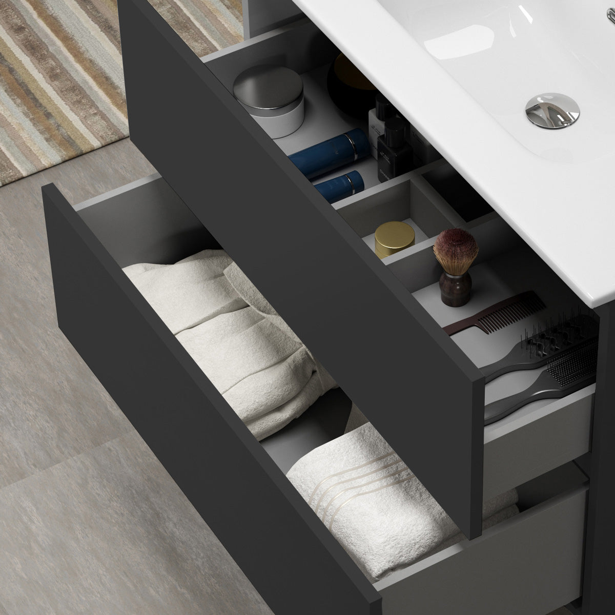 Kommod & Tvättställ 120 cm Tenfors Viken Svart Matt 4 lådor