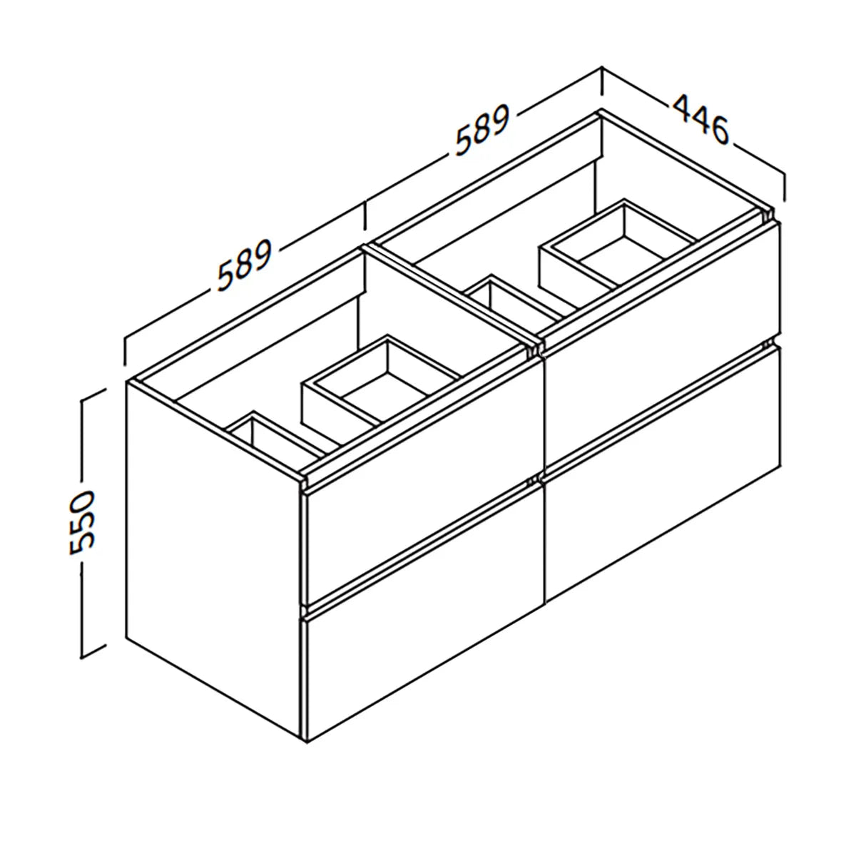 Kommod & Tvättställ 120 cm Tenfors Viken Grå Matt 4 lådor