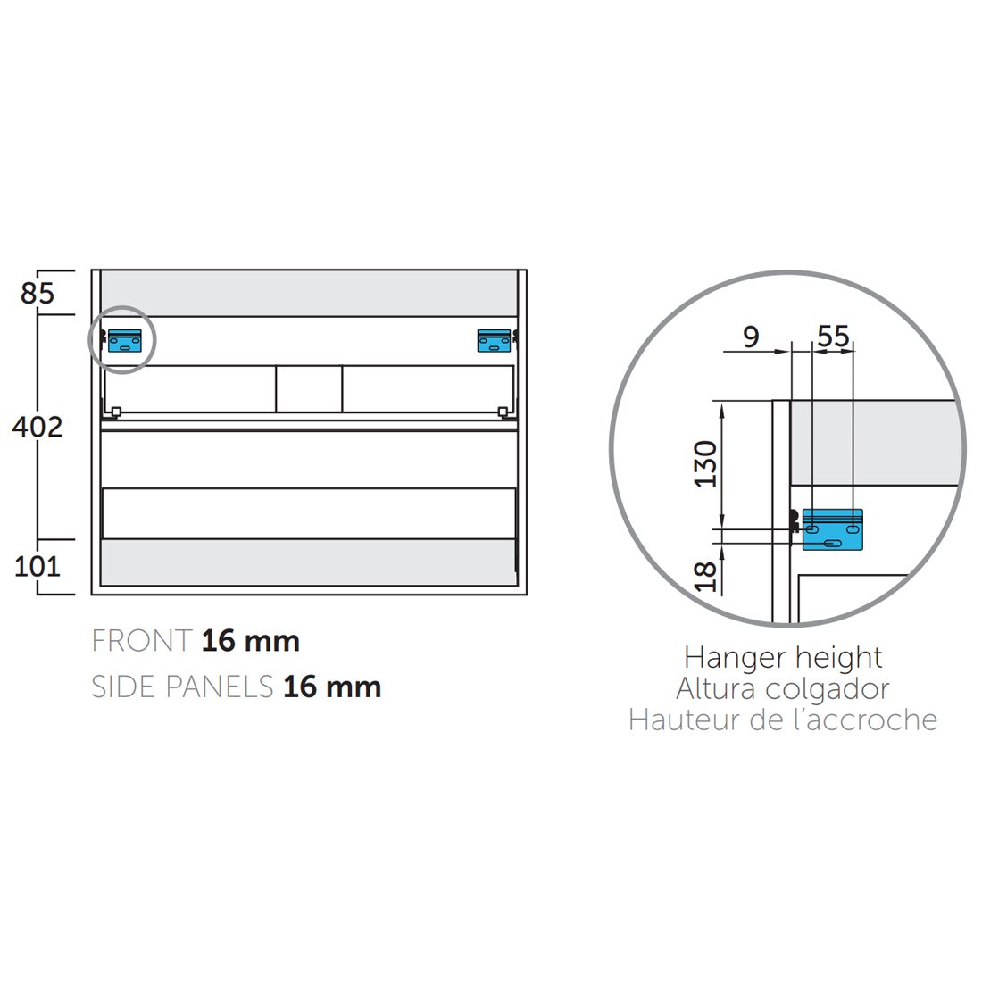 Kommod & Tvättställ 60 cm Tenfors Nordlig Vit Matt