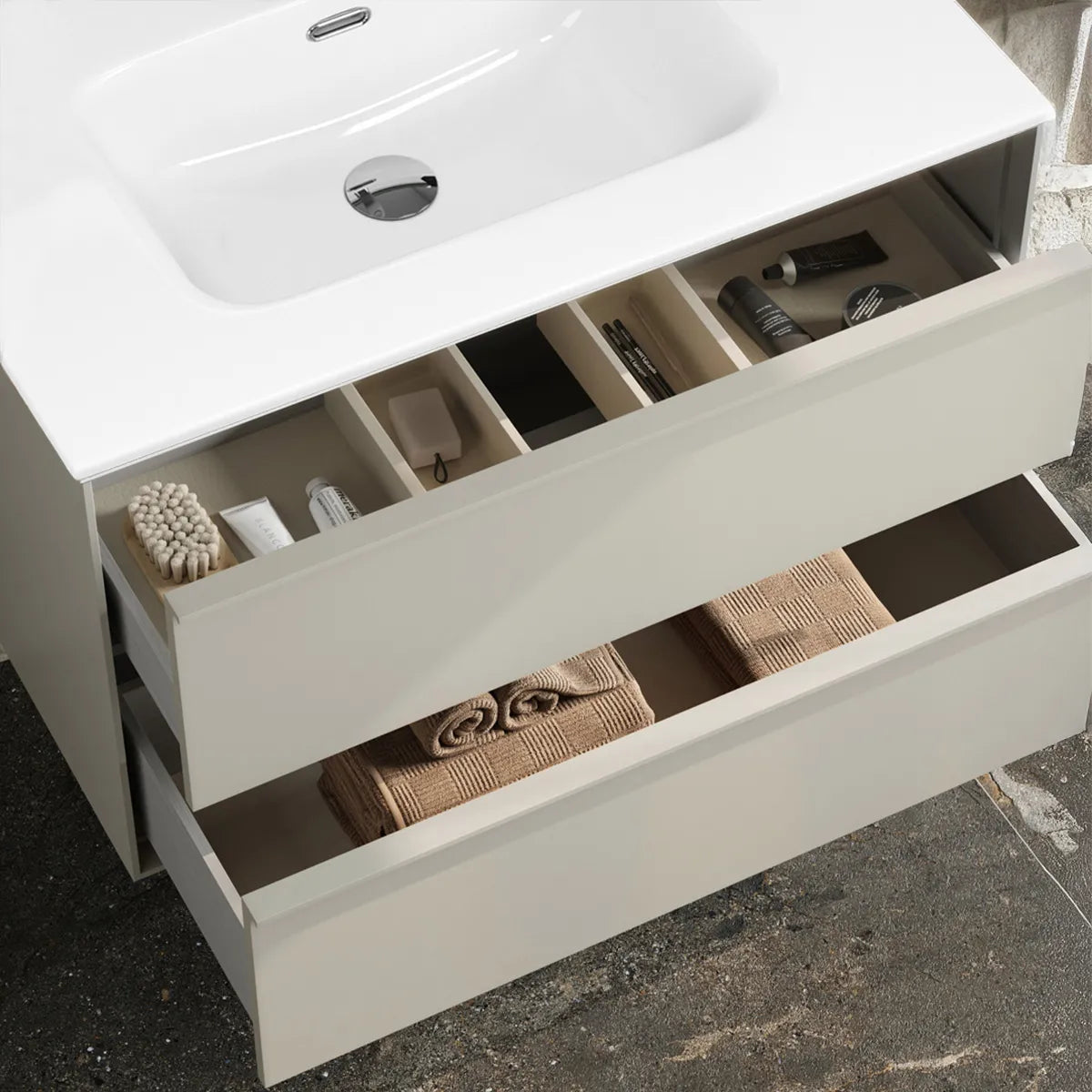 Kommod & Tvättställ 80 cm Tenfors Nordlig Beige Mink