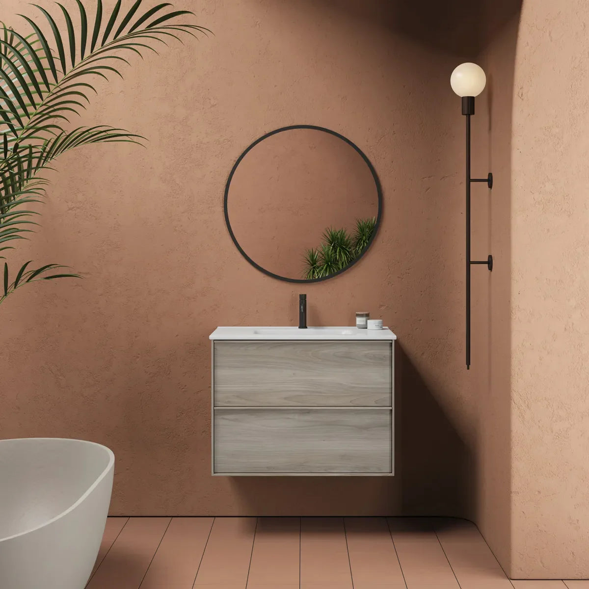 Kommod & Tvättställ 80 cm Tenfors Nordlig Grå Furu