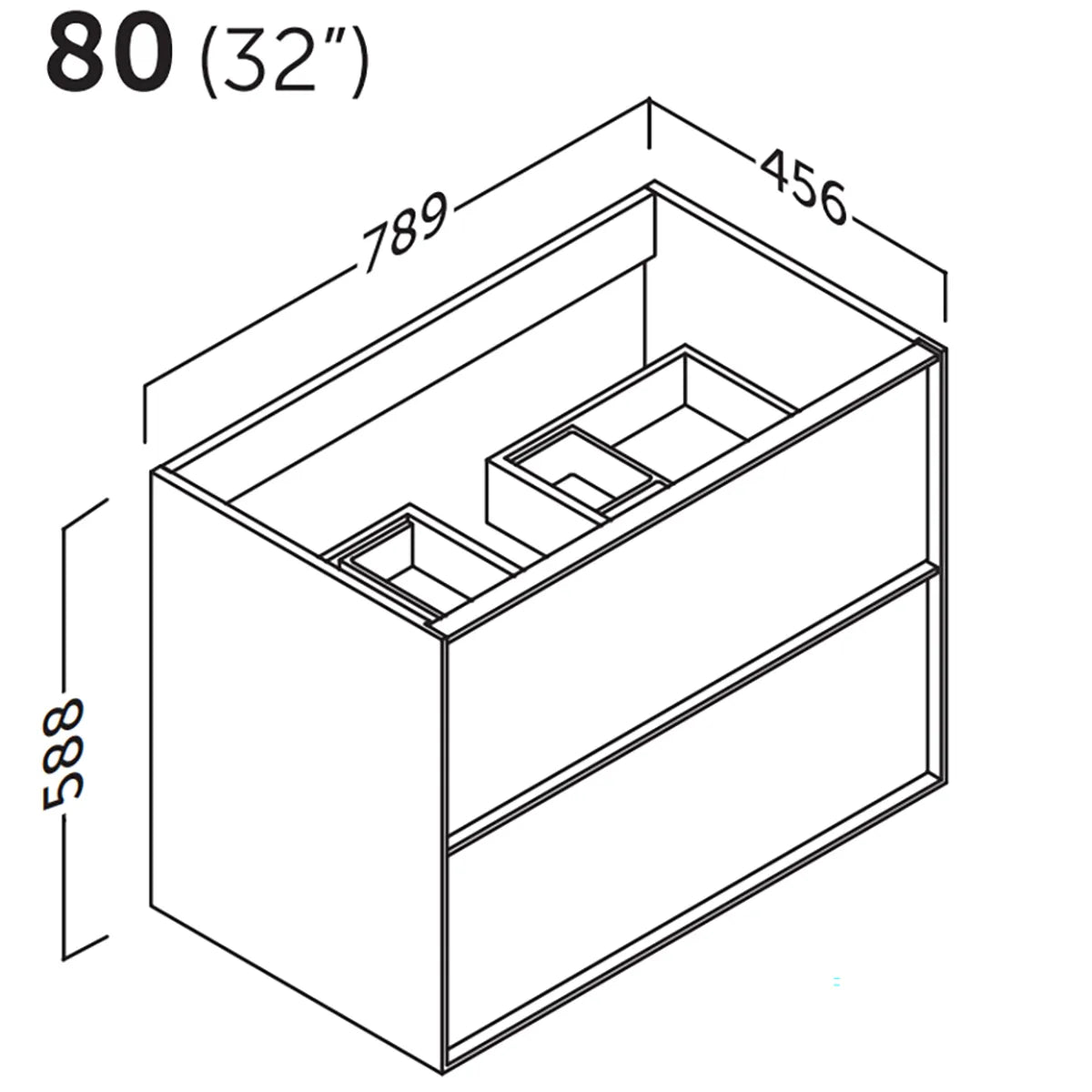 Kommod & Tvättställ 80 cm Tenfors Nordlig Valnöt