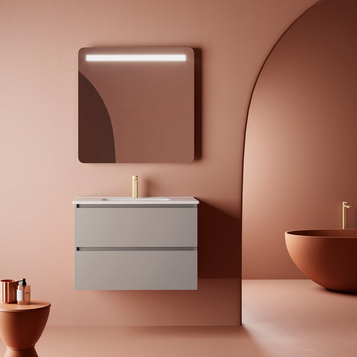 Kommod & Tvättställ 80 cm Tenfors Viken Grå Matt