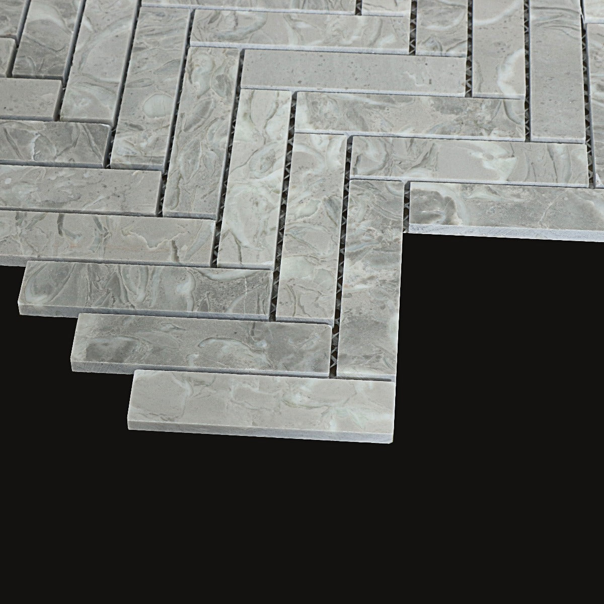 Mosaikk Marmor Fishbone Ever Grey