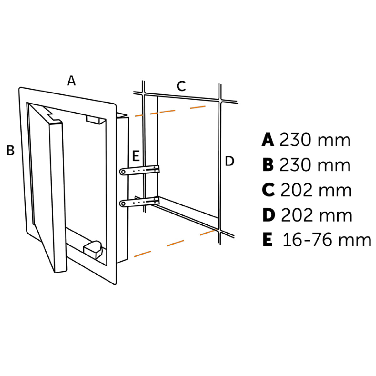 Inspektionslucka Push Black 200x200 mm