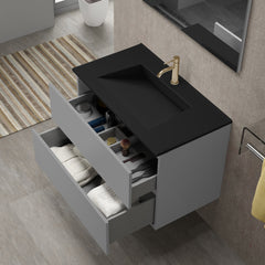 Tvättställ Solid Surface Tenfors Flow 60 cm Svart Matt