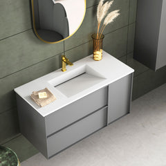 Tvättställ Solid Surface Tenfors Flow 100 cm Vit Matt